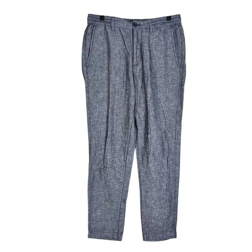 Banana Republic Mason Athletic Tapered Linen Cotton Pants Blue 30x32